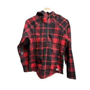 The North Face Red‎ and Black Plaid Women's 1/2 Zip Fleece Sweater Size Small